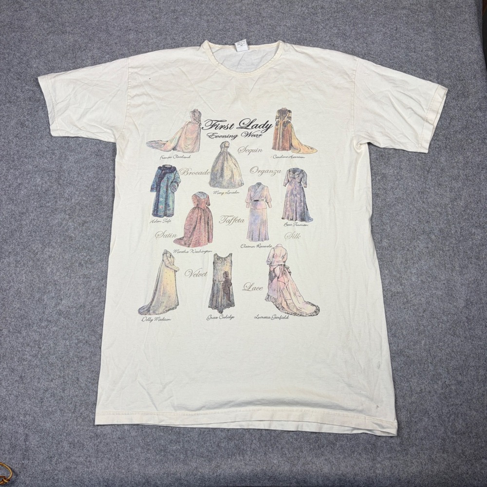 Gaziani First Lady Evening Wear Vintage Graphic T-Shirt Cream OSFA Made in USA